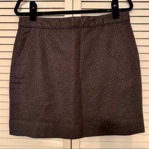 J Crew Black Metallic with Gold thread Mini Skirt